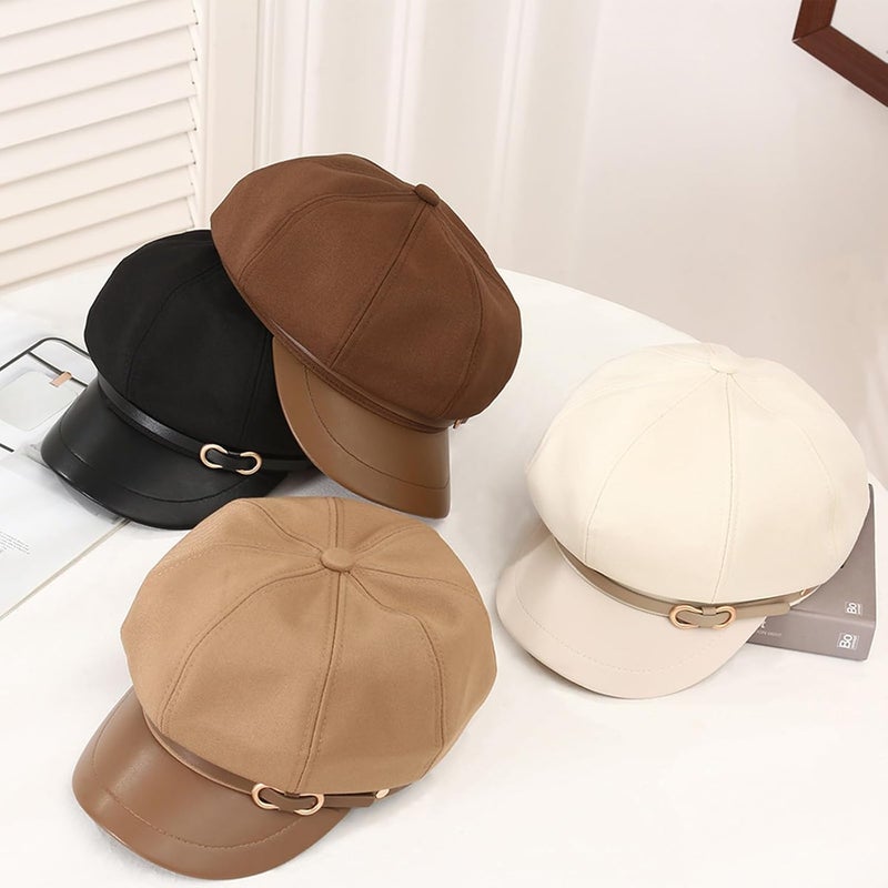 Busnos Newsboy Hats for Women and Men Beret Women's Hats & Caps Fall and Winter Womens Hat y2k Hat Women's Octagonal Cap - Image 2